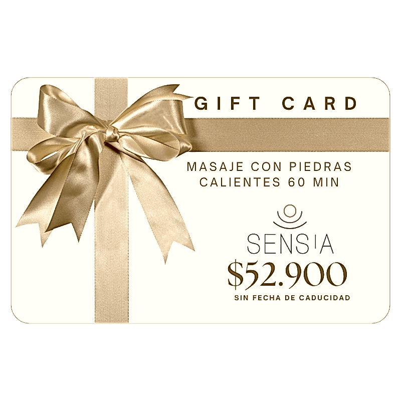 Tarjeta de Regalo – Masaje con Piedras Calientes 60 min 1 Gift Card Sensia Spa De Masaje Con Piedras Calientes 60 Min